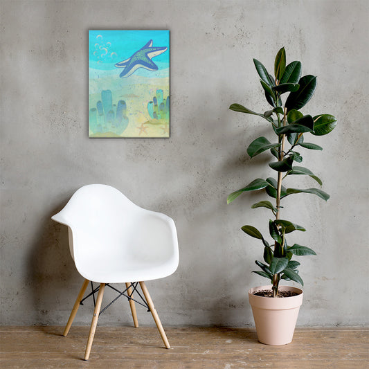 Starfish Sigil canvas wall art 18x24 — five point starfish in soft underwater light ocean decor — Stitch and Sigil