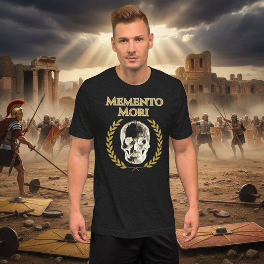 man wearing memento mori tee