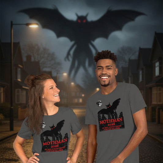 couple wearing mothman 2026 tee