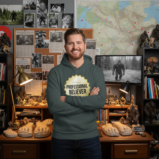 man wearing professional believer hoodie