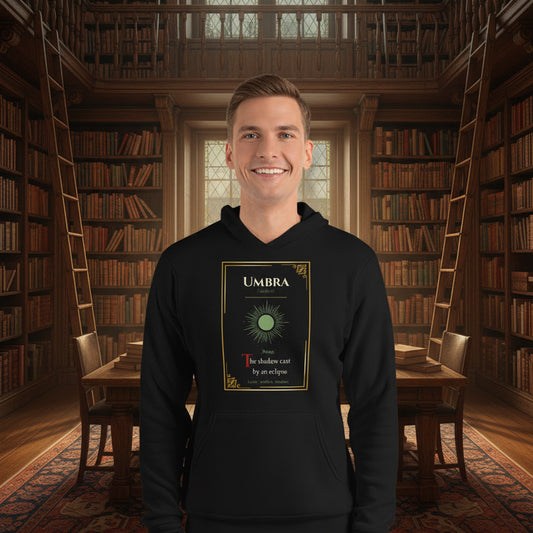 man wearing umbra hoodie