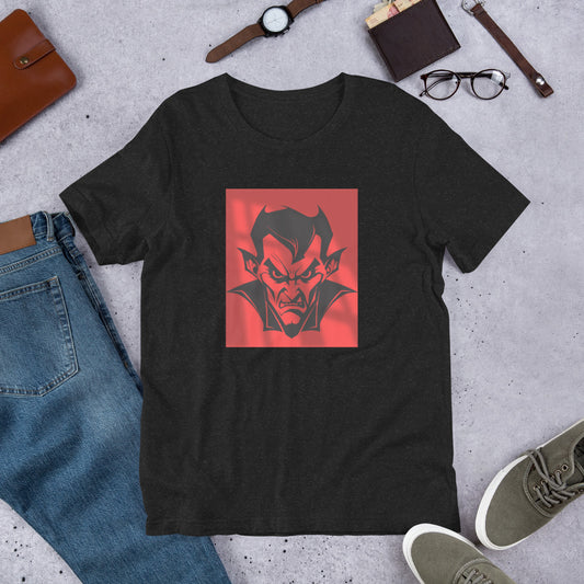 Shot in the Dark Dracula glow in dark graphic tee — vampire pop art design on black heather — Stitch and Sigil