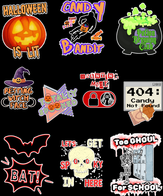 Halloween Sticker Pack — 10 Vinyl Stickers | Stitch & Sigil