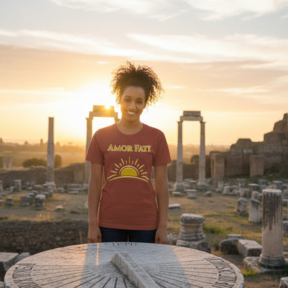 woman wearing amor fati tee