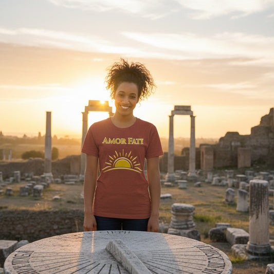 woman wearing amor fati tee