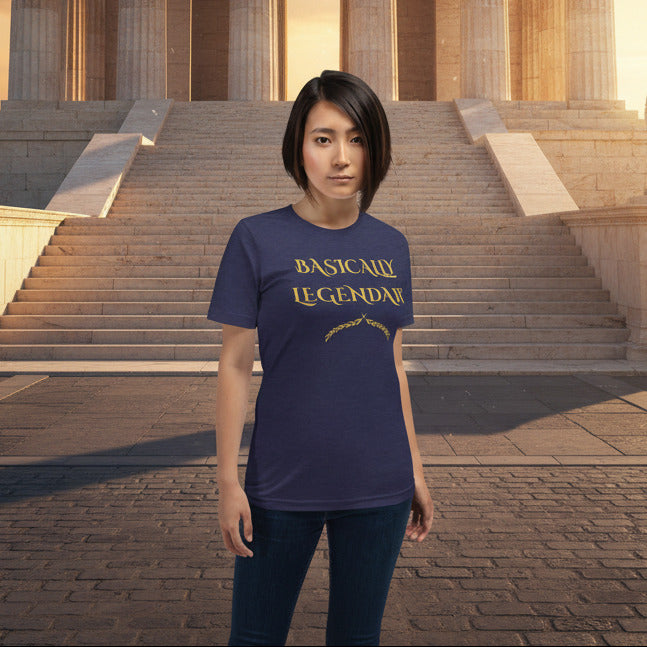 woman wearing basically legendary tee