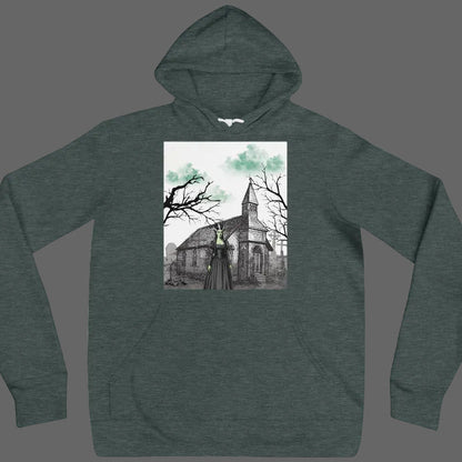 bride of frankenstein heather forest hoodie flat mockup