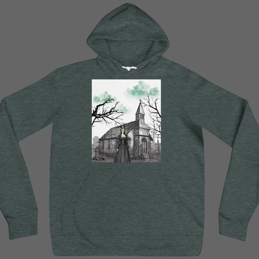 bride of frankenstein heather forest hoodie flat mockup