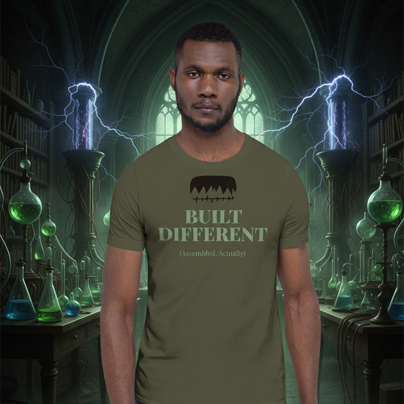man wearing built different tee