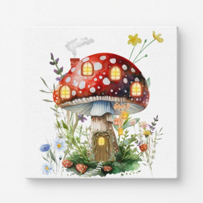 Mushroom Manor Canvas Wall Art 10"x10"