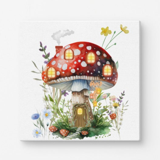 Mushroom Manor Canvas Wall Art 10"x10"