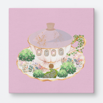 Teacup Cottage Canvas Wall Art 10"x10"