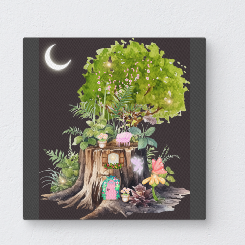 Secret Stump Canvas Wall Art 10"x10"