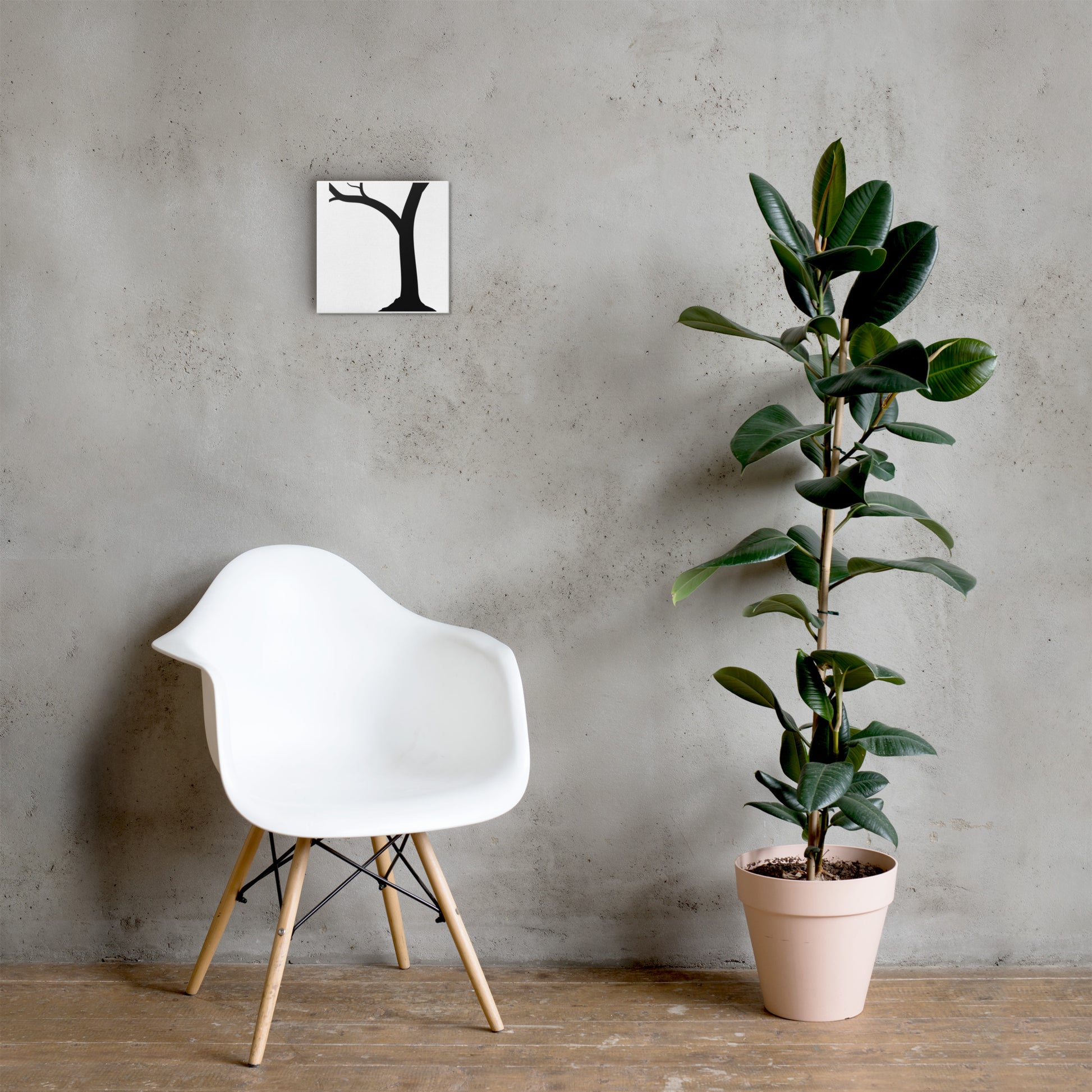 The Quiet Storm triptych canvas wall art set — three panel minimalist tree art in moody atmospheric setting — Stitch and Sigil