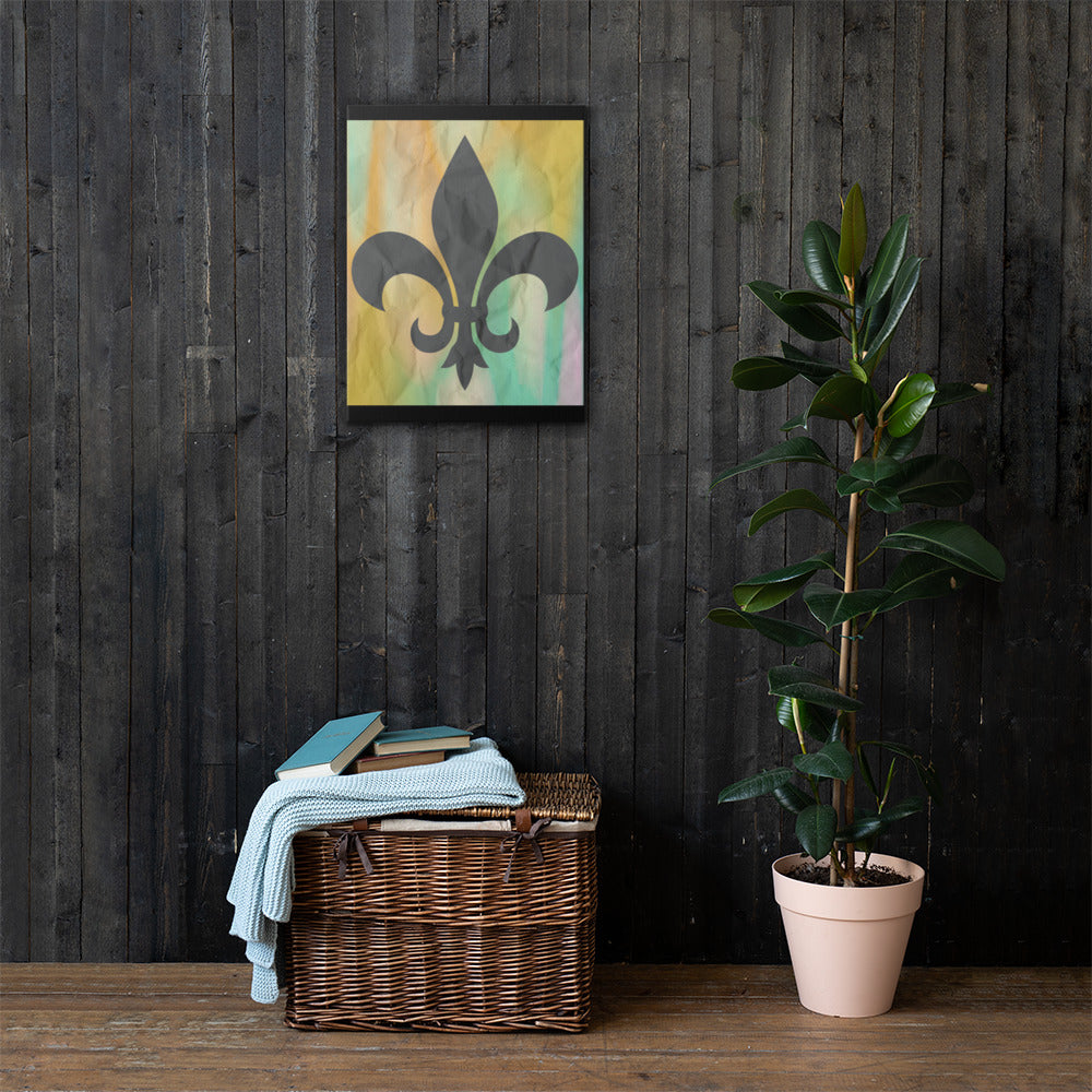 Fleur de lis sigil Louisiana canvas wall art — gold flame New Orleans emblem on textured background — Stitch and Sigil
