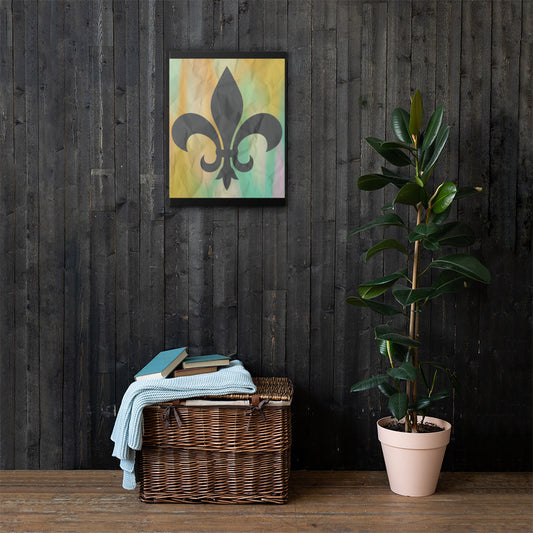 Fleur de lis sigil Louisiana canvas wall art — gold flame New Orleans emblem on textured background — Stitch and Sigil