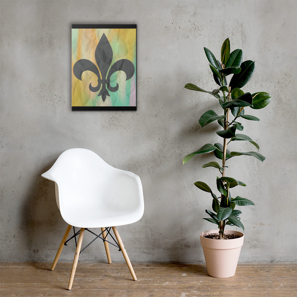 Fleur de lis Louisiana canvas wall art 18x24 — golden flame sigil New Orleans symbol — Stitch and Sigil