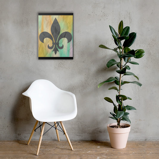 Fleur de lis Louisiana canvas wall art 18x24 — golden flame sigil New Orleans symbol — Stitch and Sigil