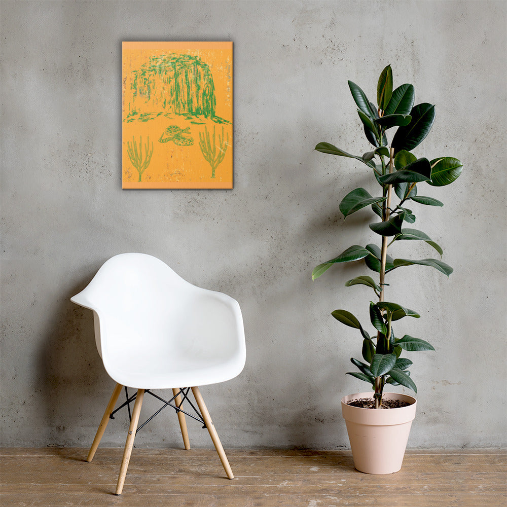 Snake and Mesa western canvas wall art lifestyle display — desert sigil art in home interior — Stitch and Sigil