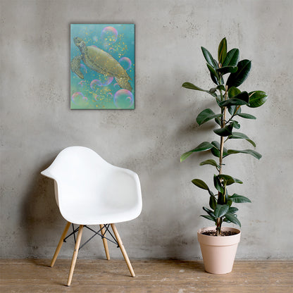 Sea Turtle Sigil canvas wall art 18x24 — ancient sea turtle in golden light ocean mythology — Stitch and Sigil