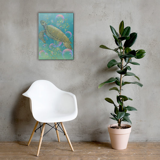 Sea Turtle Sigil canvas wall art 18x24 — ancient sea turtle in golden light ocean mythology — Stitch and Sigil