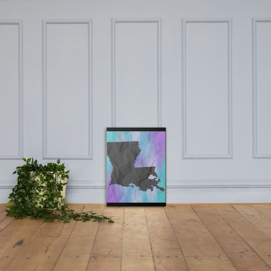 The Boot Louisiana state canvas wall art 18x24 — purple flame Louisiana silhouette sigil — Stitch and Sigil