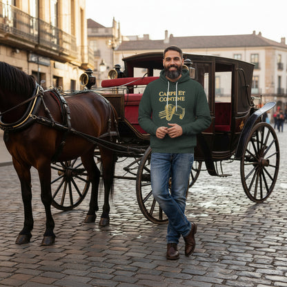 man wearing carpe et contine hoodie