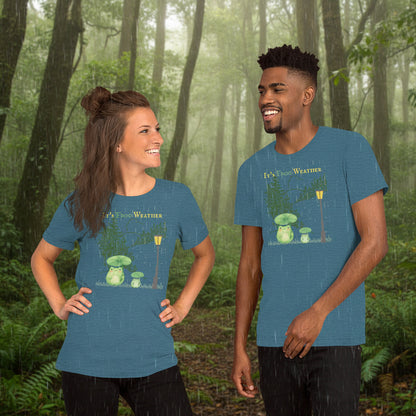 couple wearing its frog weather tee
