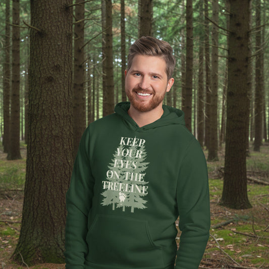 man wearing treeline hoodie