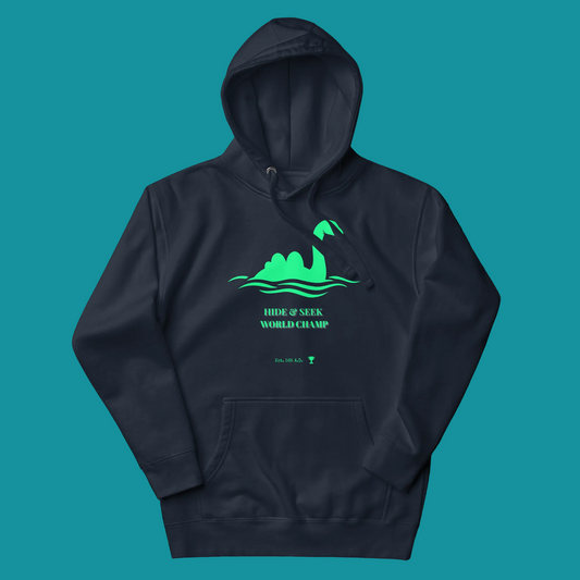 nessie navy hoodie flat mockup