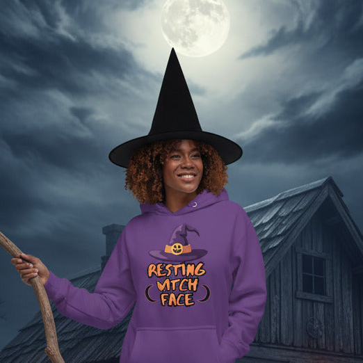 Resting Witch Face Unisex Hoodie - Halloween Apparel | Stitch & Sigil