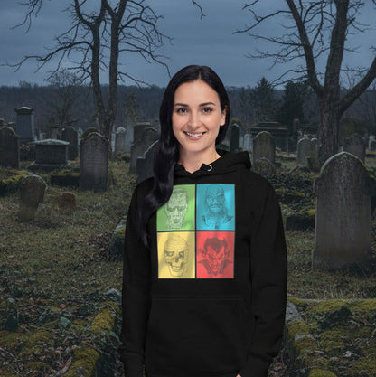 woman wearing shot in the dark hoodie