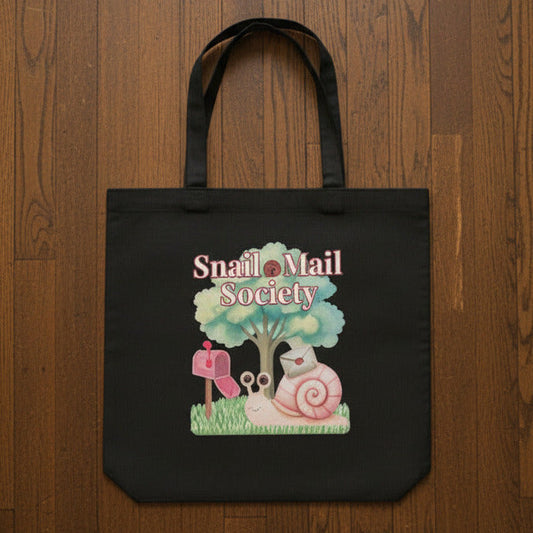  snail mail society eco tote bag flat mockup