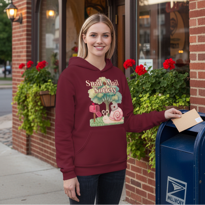 woman wearing snail mail society hoodie