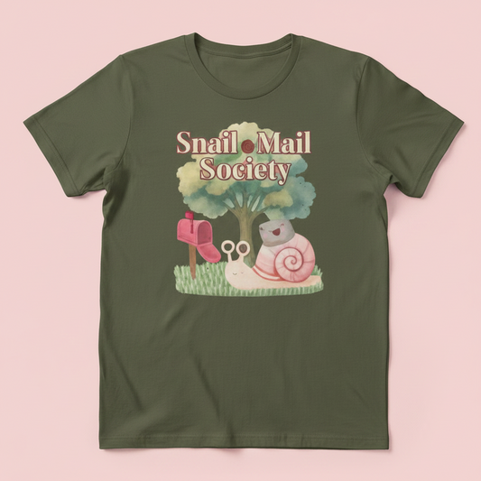 snail mail society tee flat mockup
