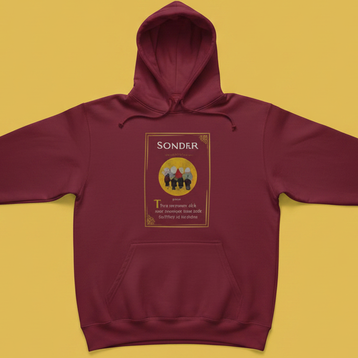 maroon sonder definition hoodie flat mockup