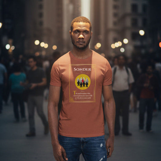 Sonder Lost Lexicon rare word graphic tee — rare word manuscript design lifestyle mockup — Stitch and Sigil