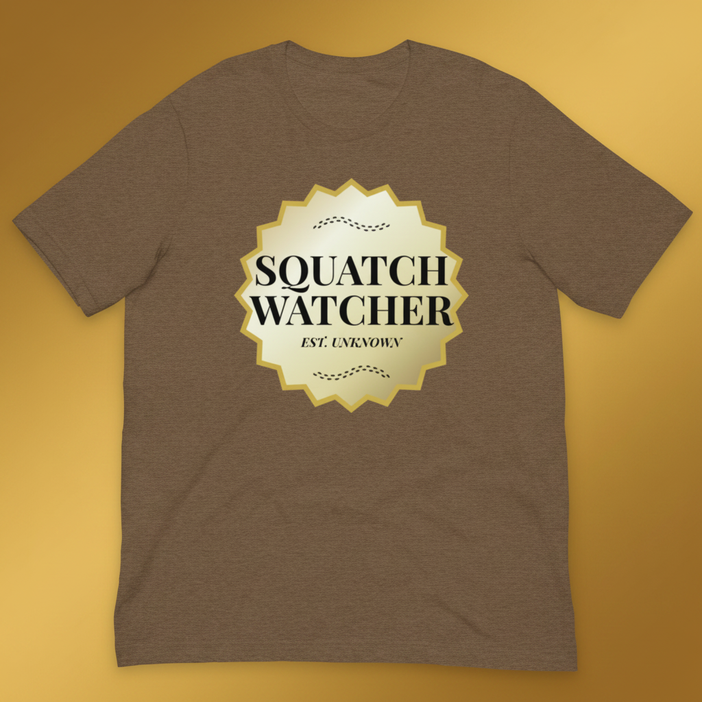 squatch_watcher_brown_tee_flat mockup
