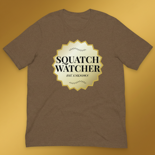 squatch_watcher_brown_tee_flat mockup
