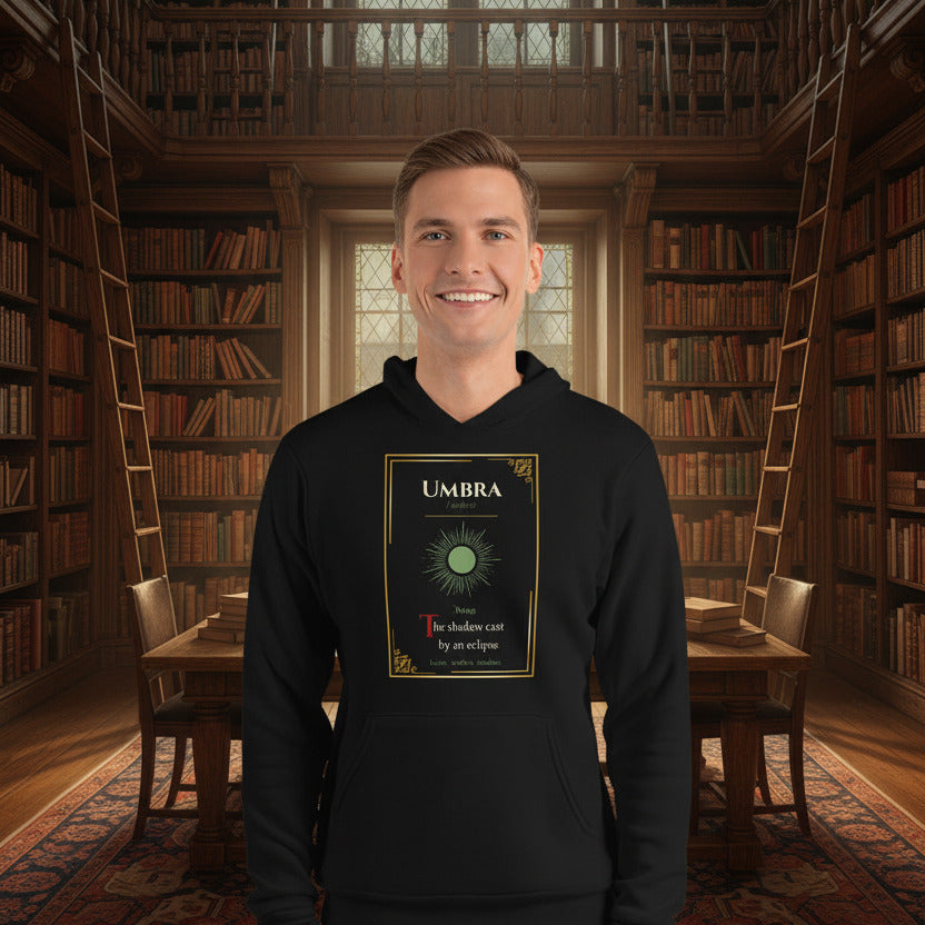man wearing umbra hoodie