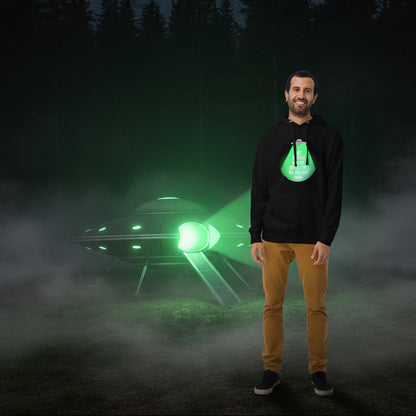 man wearing alien tourist hoodie