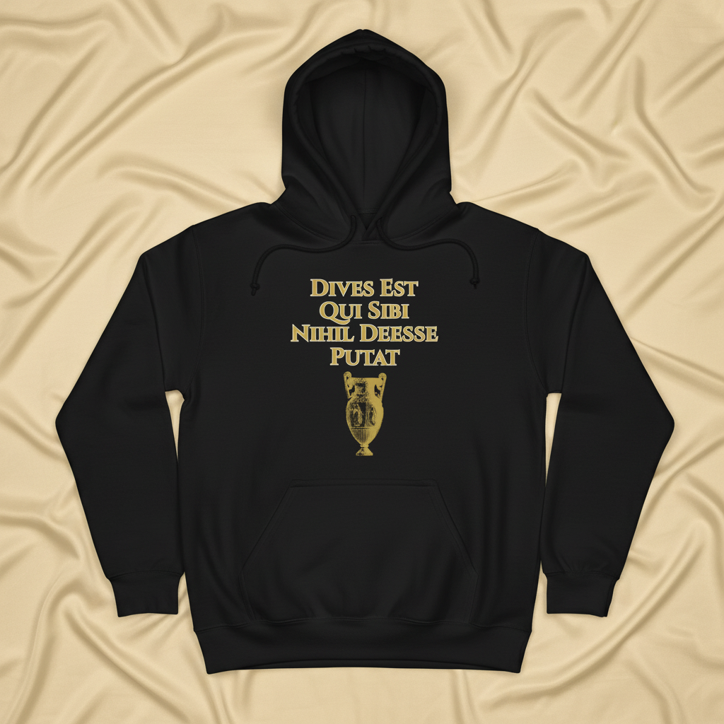 Rich Are They Who Think They Lack Nothing - Dives Est Qui Sibi Nihil Deesse Putat - Unisex Hoodie