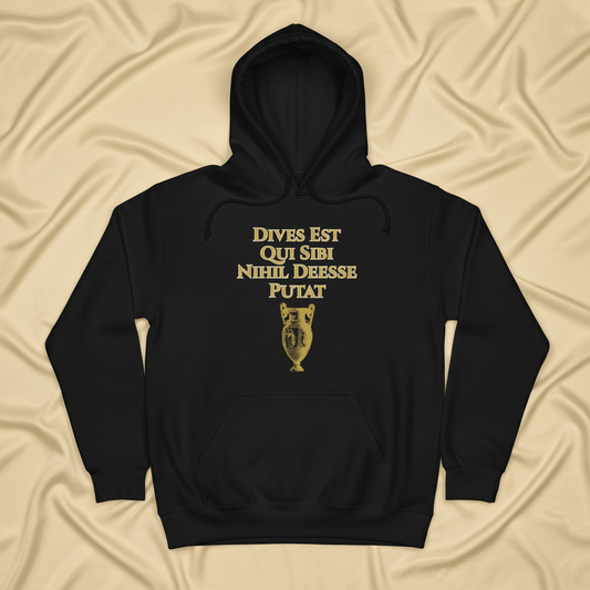 Rich Are They Who Think They Lack Nothing - Dives Est Qui Sibi Nihil Deesse Putat - Unisex Hoodie