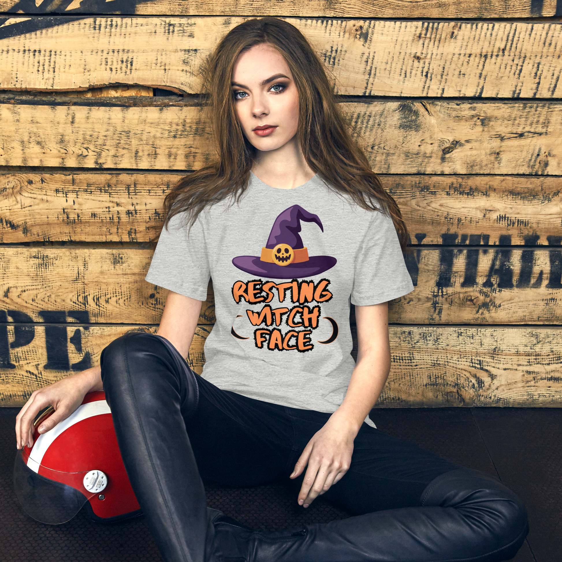 Resting Witch Face Halloween graphic tee — witch hat design on athletic heather — Stitch and Sigil