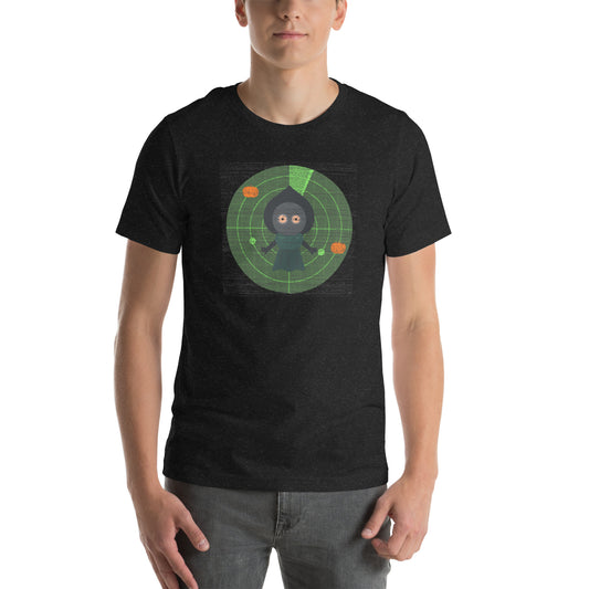 Flatwoods Monster Radar cryptid graphic tee — retro Cold War radar screen design on black heather — Stitch and Sigil