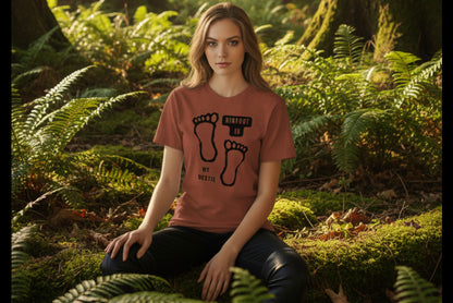 Bigfoot Is My Bestie cryptid graphic tee — keep your eyes on the treeline Bigfoot design — Stitch and Sigil
