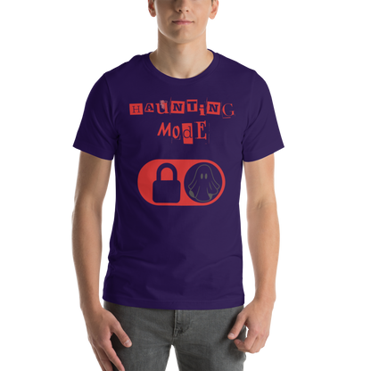 Haunting Mode Halloween graphic tee — haunting mode on design on team purple — Stitch and Sigil