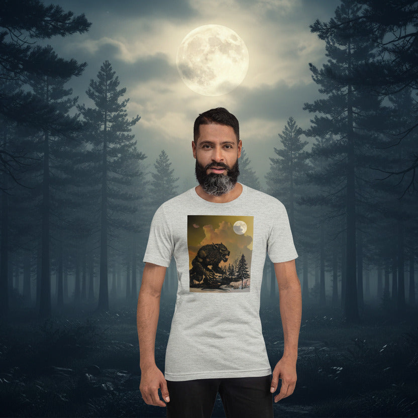 man wearing werewolf shadow tee - Stitch and Sigil